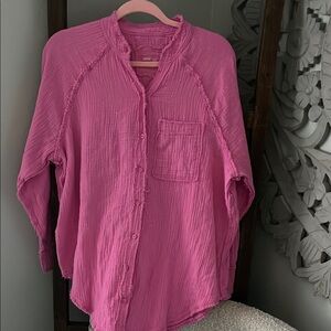 Pink Button-Up Blouse